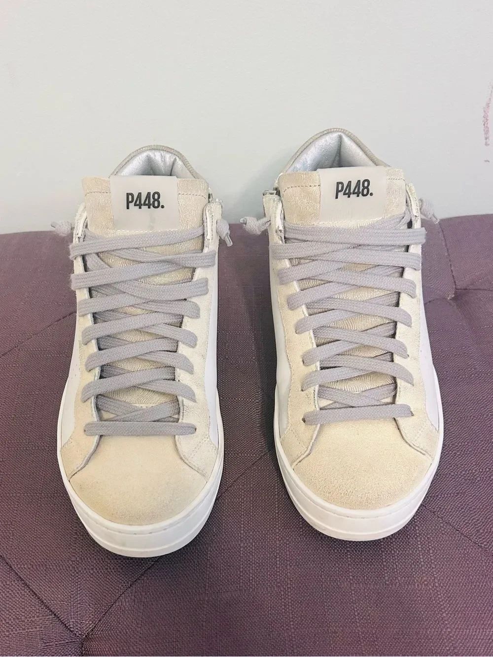 P448 Neutral Suede Sneakers in Tan and White!